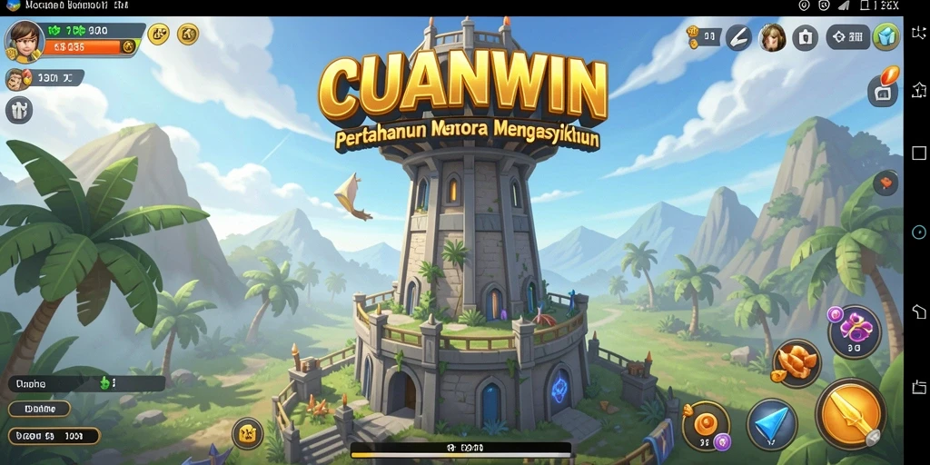 Tangkapan layar gameplay CUANWIN menampilkan aksi pertahanan yang intens.