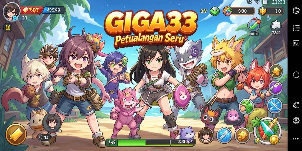 Screenshot GIGA33 menampilkan pertarungan seru dalam dunia anime.