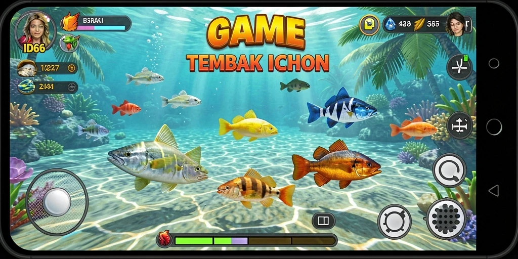 Tampilan screenshot menunjukkan gameplay seru Tembak Ikan ID66.