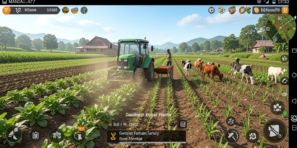 Tampilan gameplay seru di MANDALA77 dengan ladang yang subur.