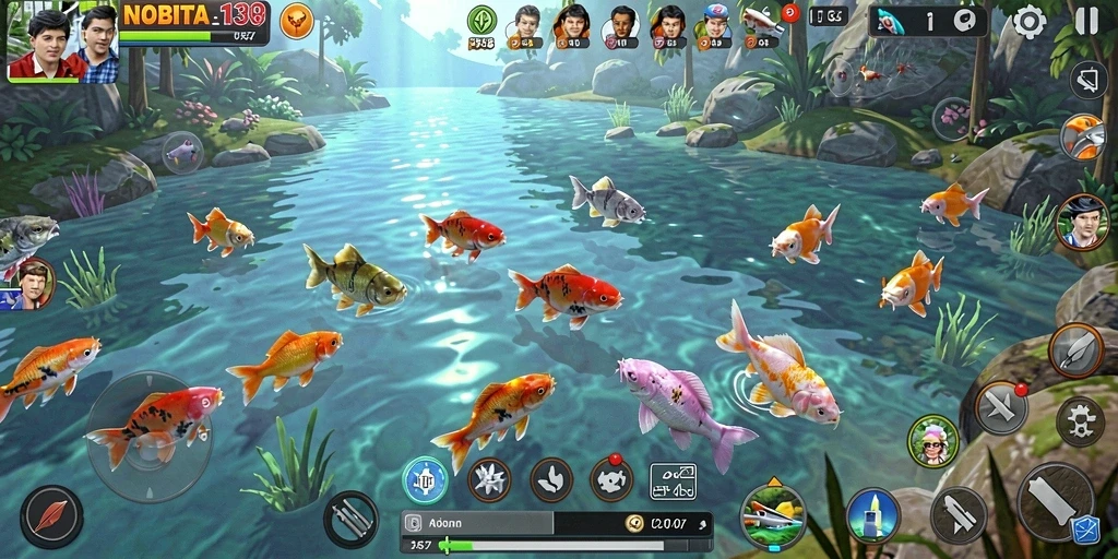 Gameplay menarik NOBITA138 saat menangkap ikan di lokasi berbeda.
