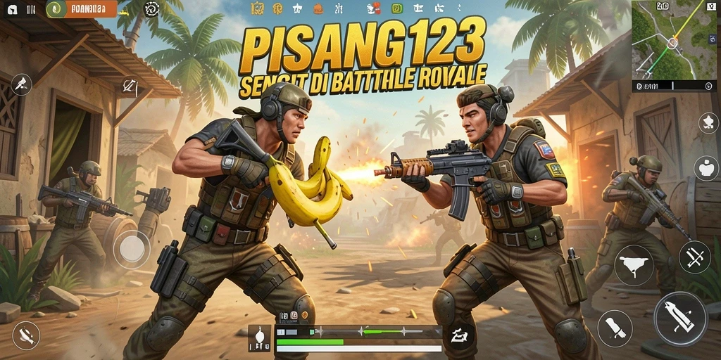 Screenshot PISANG123 menampilkan aksi seru dalam pertempuran Battle Royale.