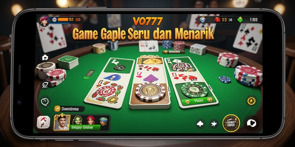 Screenshot permainan Gaple dengan antarmuka menarik dan pemain yang berinteraksi.