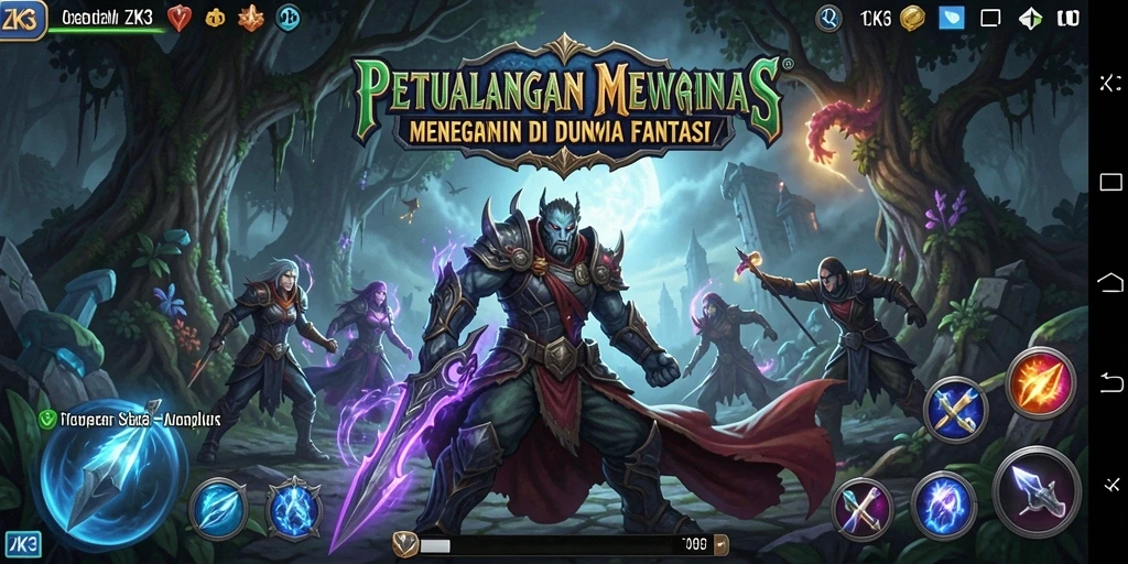Screenshot utama ZK3 menampilkan aksi menjelajahi dunia petualangan yang menegangkan.